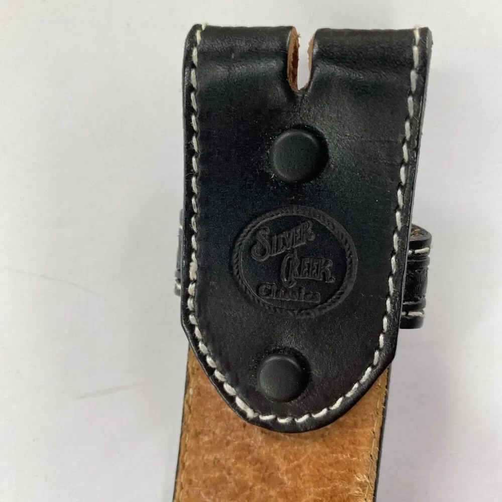 Silver Creek Classic Black Leather Belt Mens 36 Casual Western TX Star No Buckle